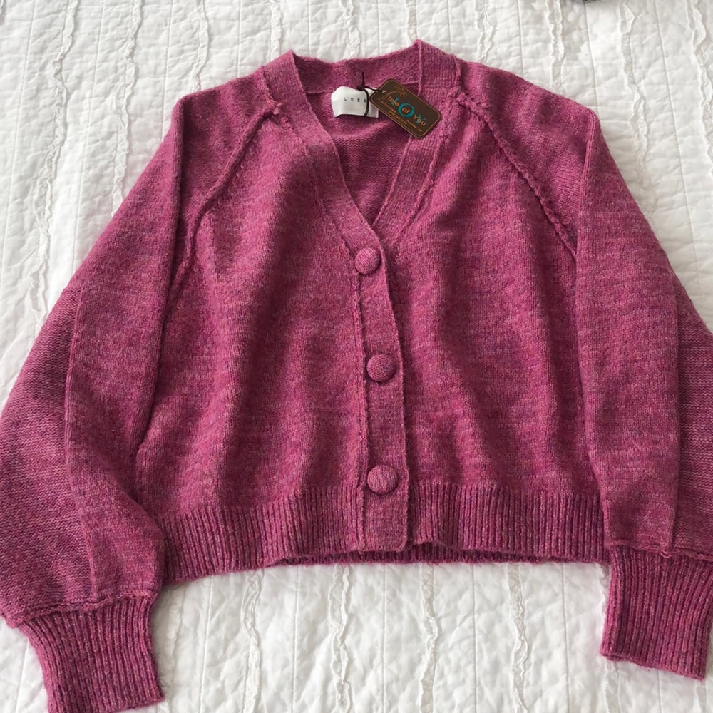 NWT size small pink crop cardigan.